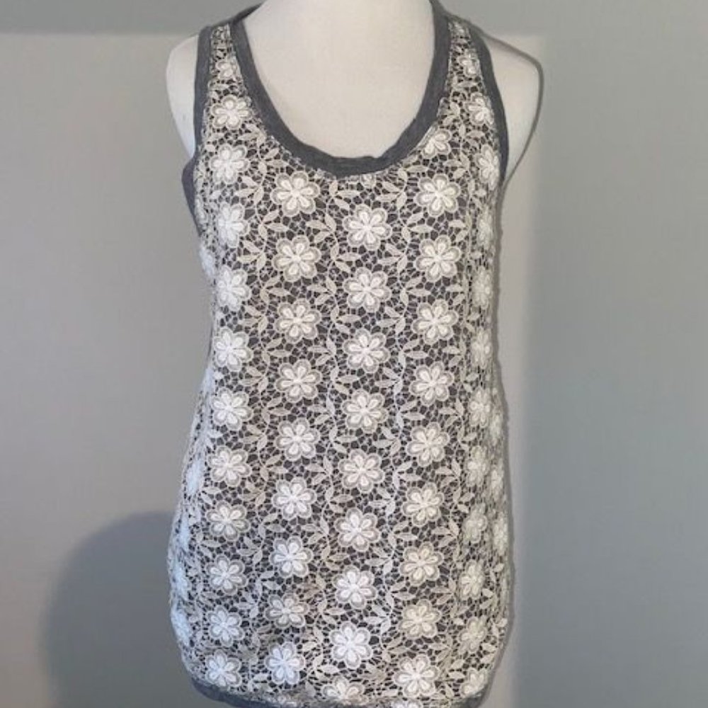 J. Crew Crocheted lace tank size small in "Heather Fog Ash" EUC